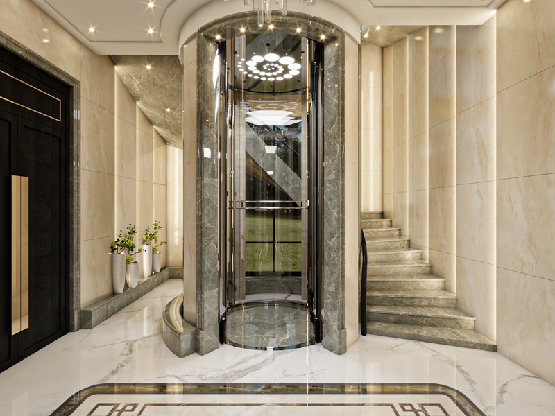 مدخل الفيلا والدرج