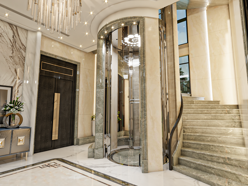 مدخل الفيلا والدرج