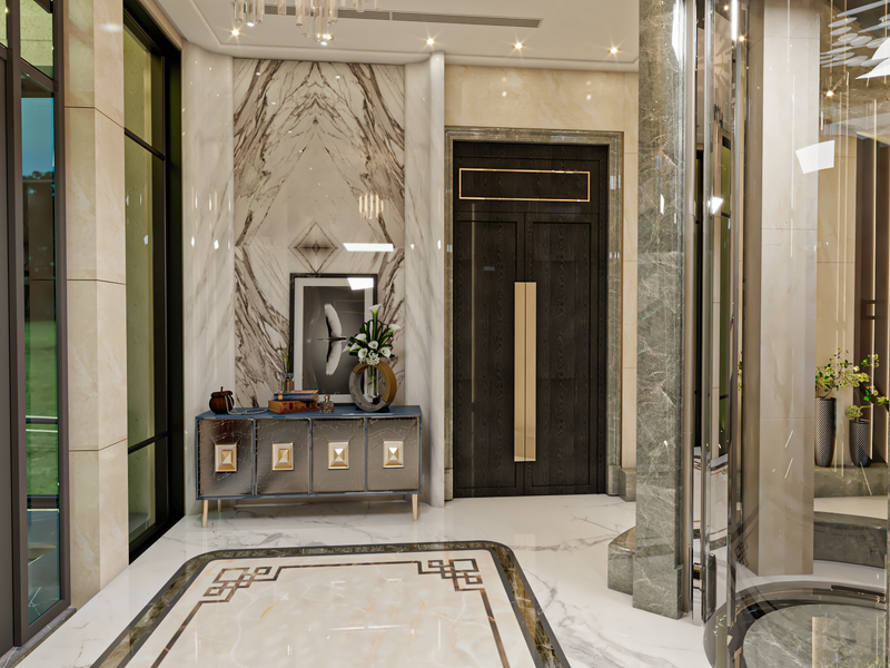 مدخل الفيلا والدرج