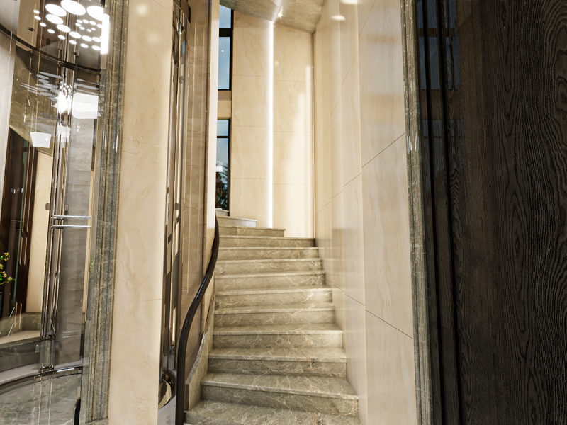 مدخل الفيلا والدرج