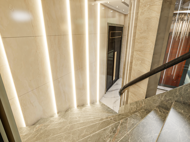 مدخل الفيلا والدرج