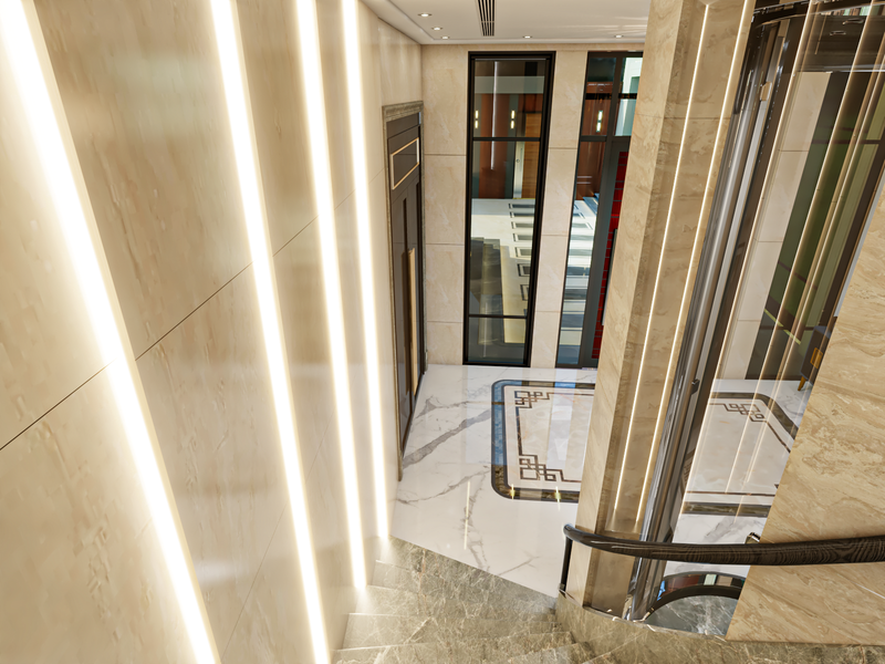 مدخل الفيلا والدرج