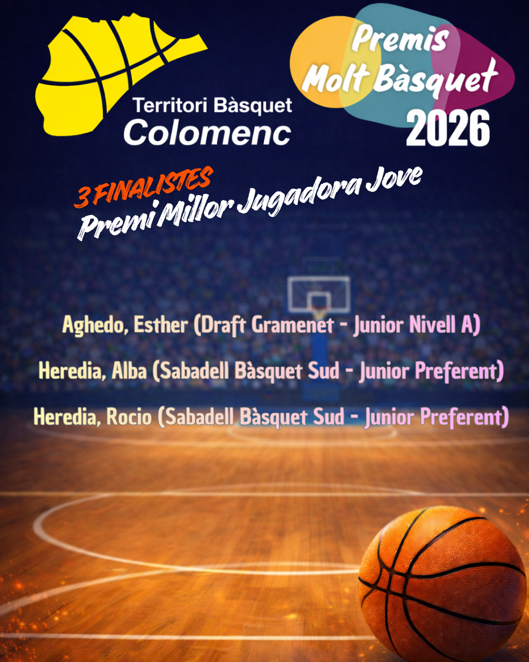 3 Finalistes Premi Millor Jugadora Jove Premis Molt Bàsquet 2026