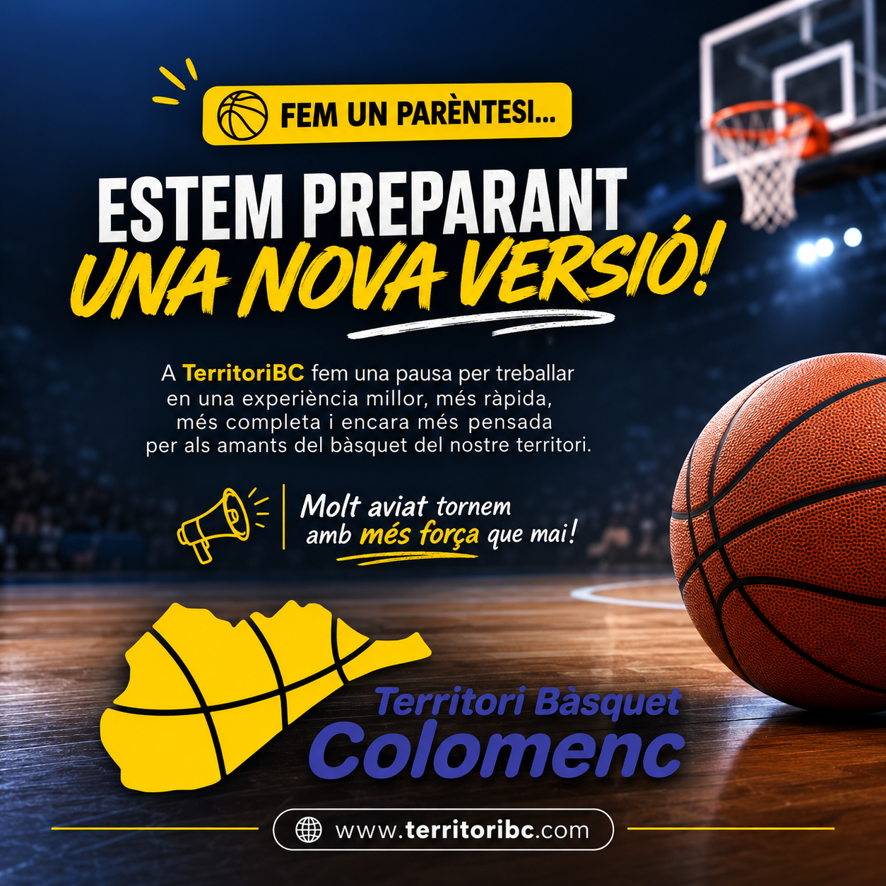 Territori Bàsquet Colomenc prepara una nova etapa: arriba la versió 11 de la web