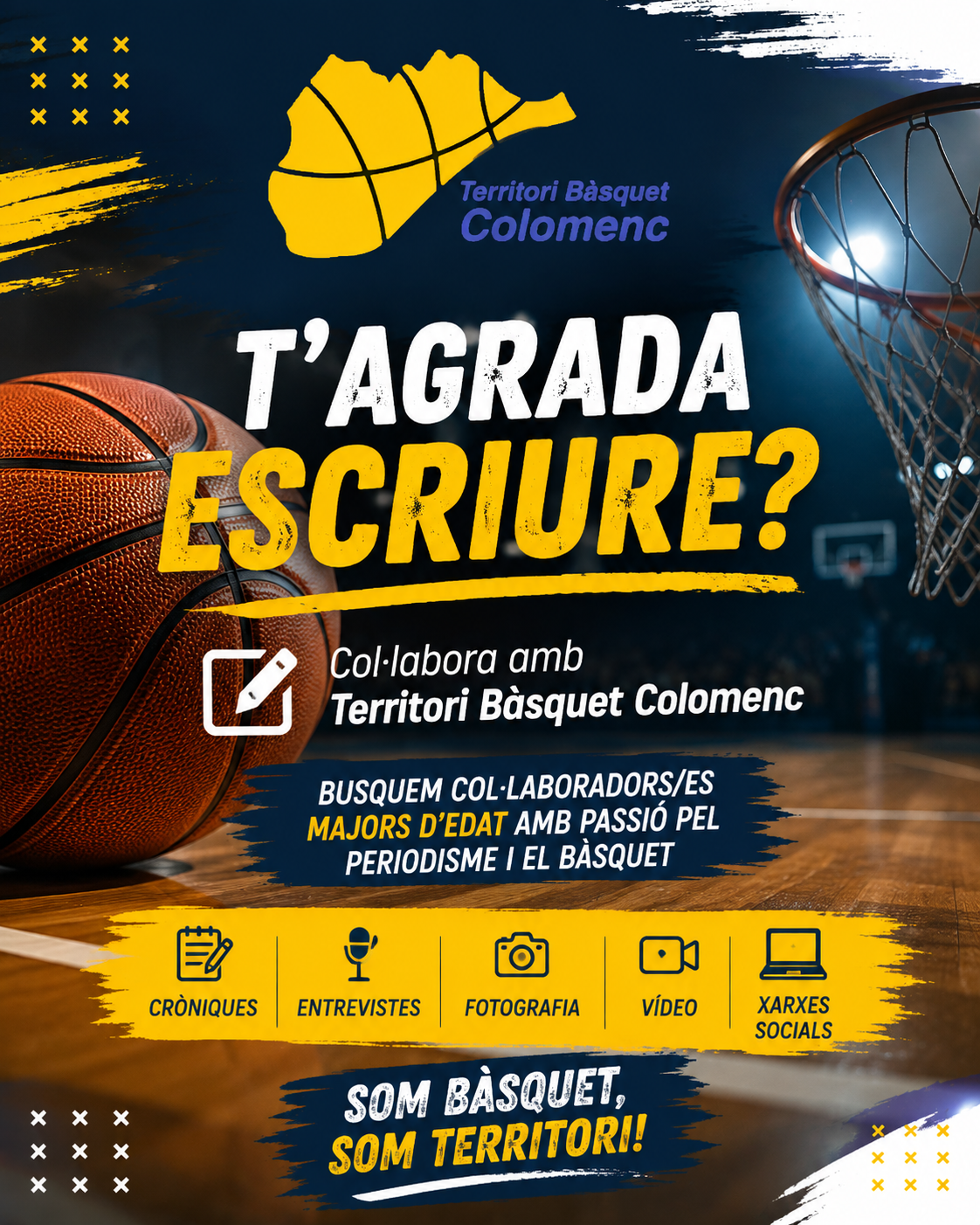 T'agrada escriure? Viu el bàsquet colomenc des de dins i col·labora amb Territori Bàsquet Colomenc