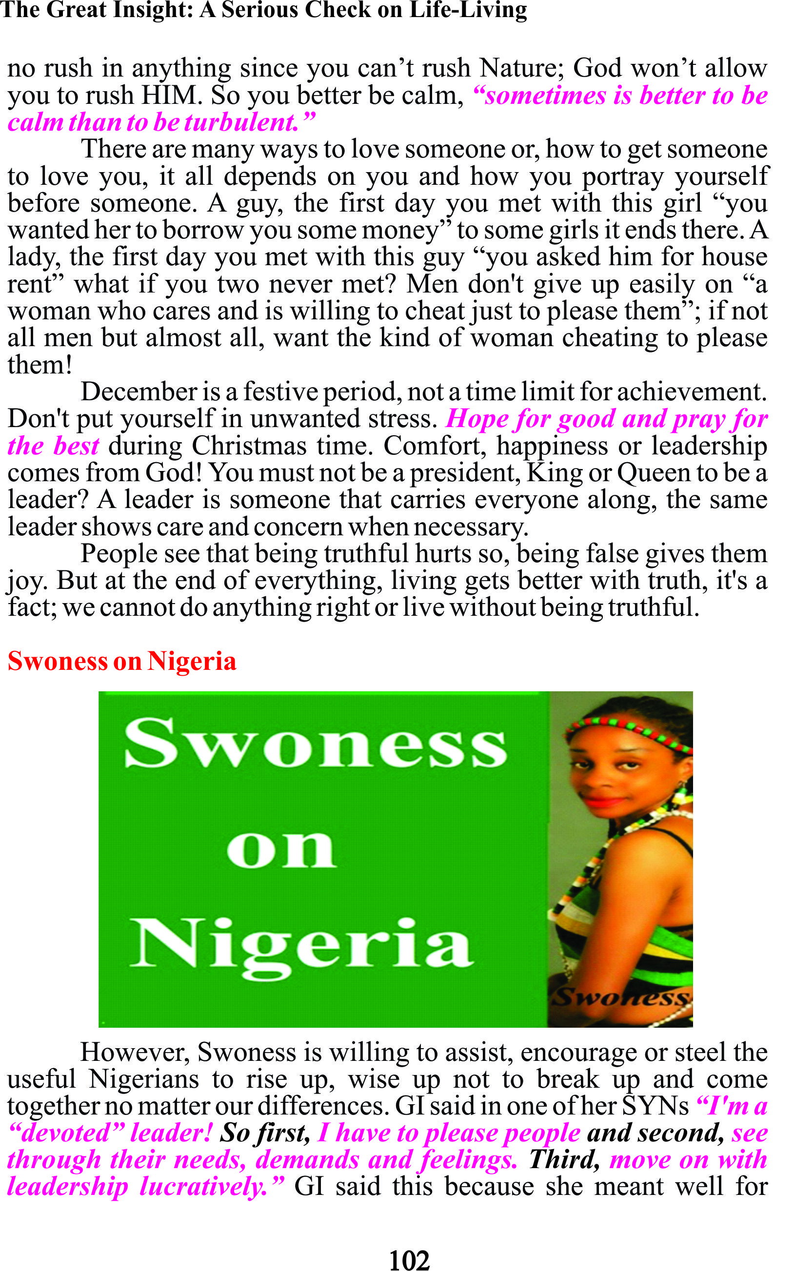 Priority attention in Nigeria