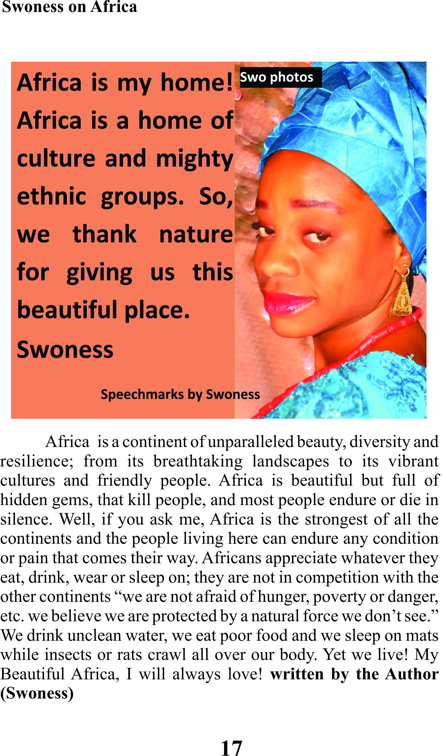 Briefly on Africa