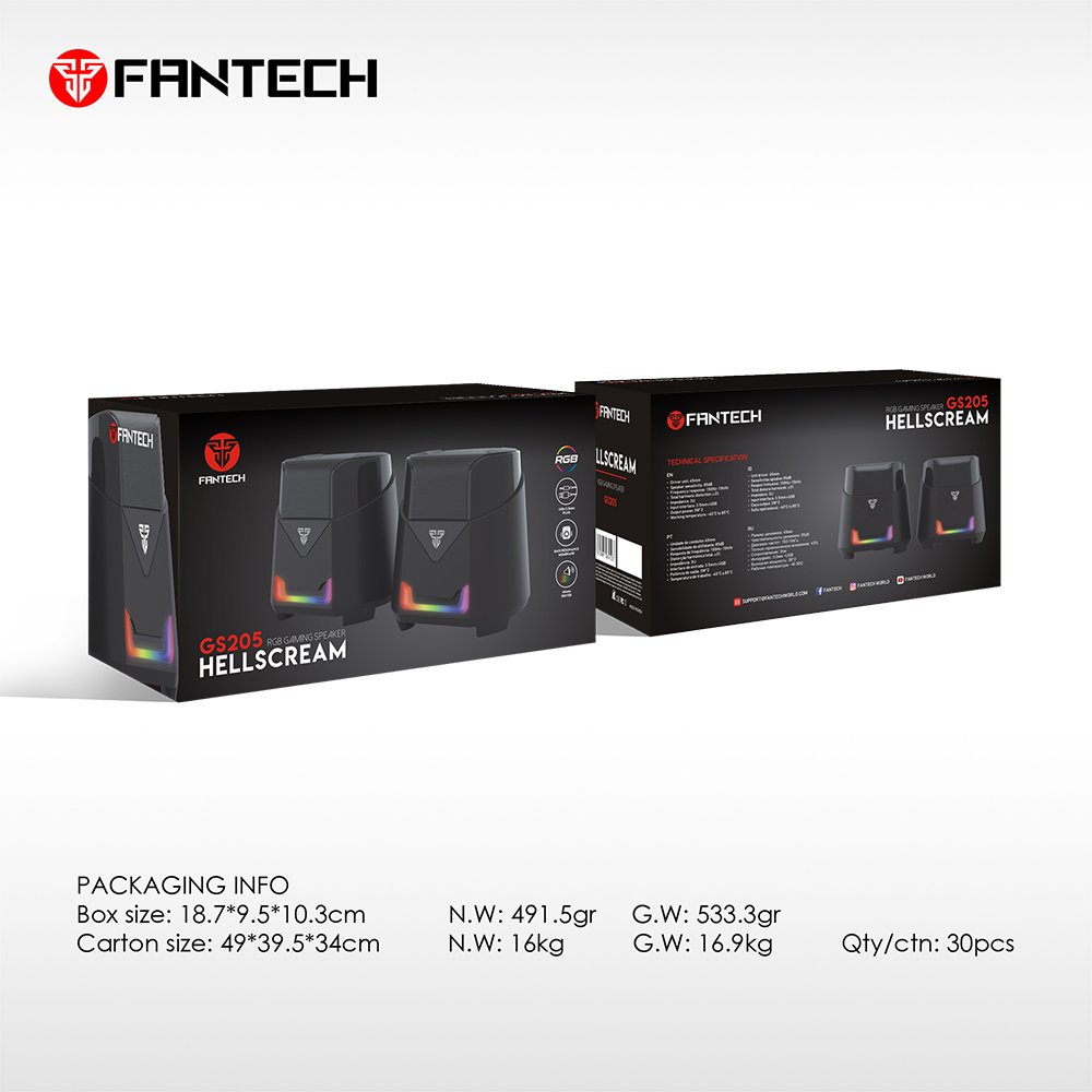 FANTECH HELLSCREAM GS205 MOBILE GAMING & RGB MUSIC SPEAKER