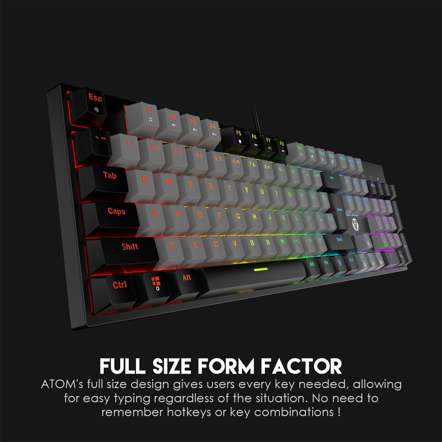 FANTECH ATOM MK886 BLACK ARABIC RGB MECHANICAL KEYBOARD 