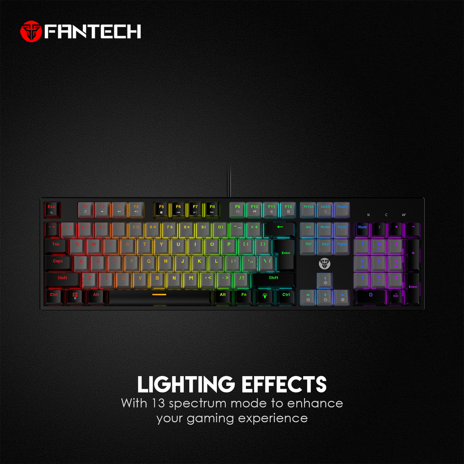 FANTECH ATOM MK886 BLACK ARABIC RGB MECHANICAL KEYBOARD 