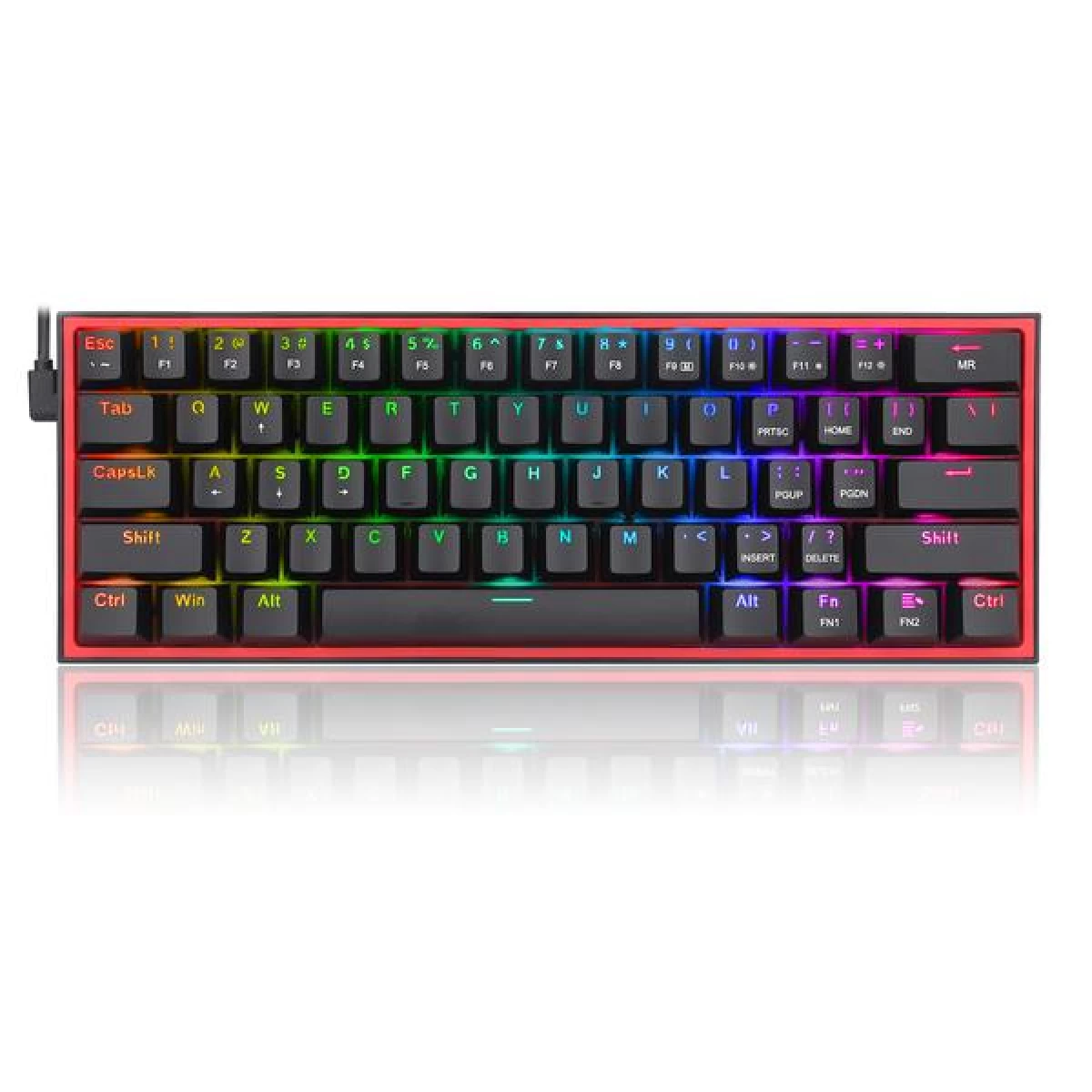 Redragon K617 Fizz RGB 60% 61 Keys Detachable Cable Mechanical Red Switches - Black