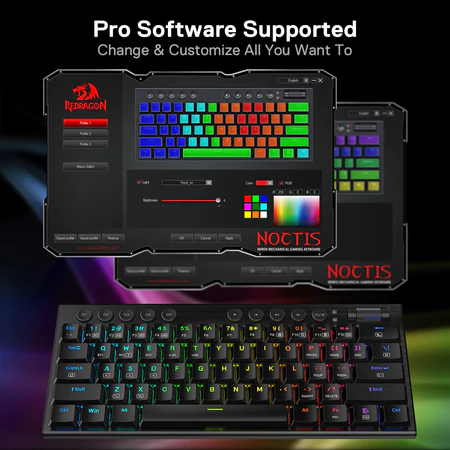 Redragon K632 PRO Noctis 60% RGB Mechanical Keyboard, Bluetooth/2.4Ghz/Wired Tri-Mode Ultra-Thin Low Profile Gaming Keyboard w/No-Lag Connection Redragon K632 PRO Noctis 60% RGB Mechanical Keyboard, Bluetooth/2.4Ghz/Wired Tri-Mode Ultra-Thin Low Profile Gaming Keyboard w/No-Lag Connection