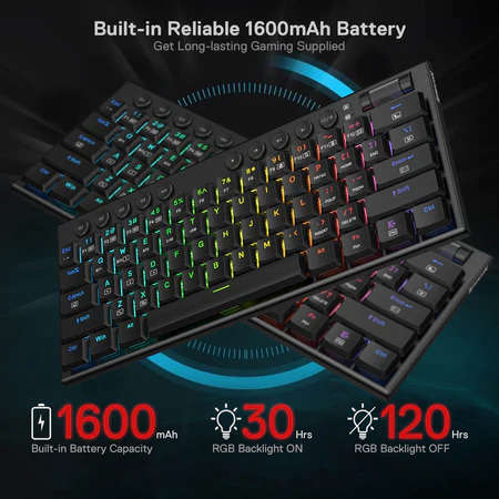 Redragon K632 PRO Noctis 60% RGB Mechanical Keyboard, Bluetooth/2.4Ghz/Wired Tri-Mode Ultra-Thin Low Profile Gaming Keyboard w/No-Lag Connection Redragon K632 PRO Noctis 60% RGB Mechanical Keyboard, Bluetooth/2.4Ghz/Wired Tri-Mode Ultra-Thin Low Profile Gaming Keyboard w/No-Lag Connection