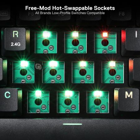 Redragon K632 PRO Noctis 60% RGB Mechanical Keyboard, Bluetooth/2.4Ghz/Wired Tri-Mode Ultra-Thin Low Profile Gaming Keyboard w/No-Lag Connection Redragon K632 PRO Noctis 60% RGB Mechanical Keyboard, Bluetooth/2.4Ghz/Wired Tri-Mode Ultra-Thin Low Profile Gaming Keyboard w/No-Lag Connection