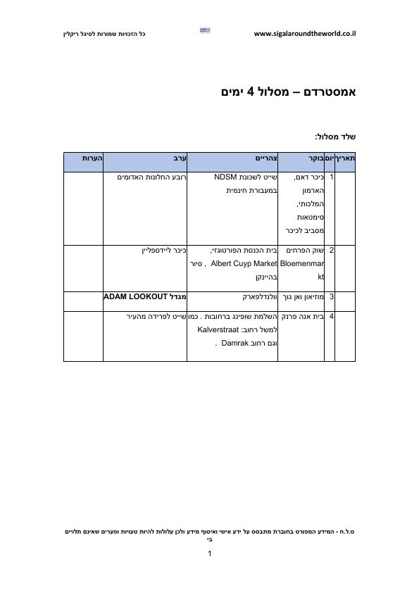  4 ימים באמסטרדם