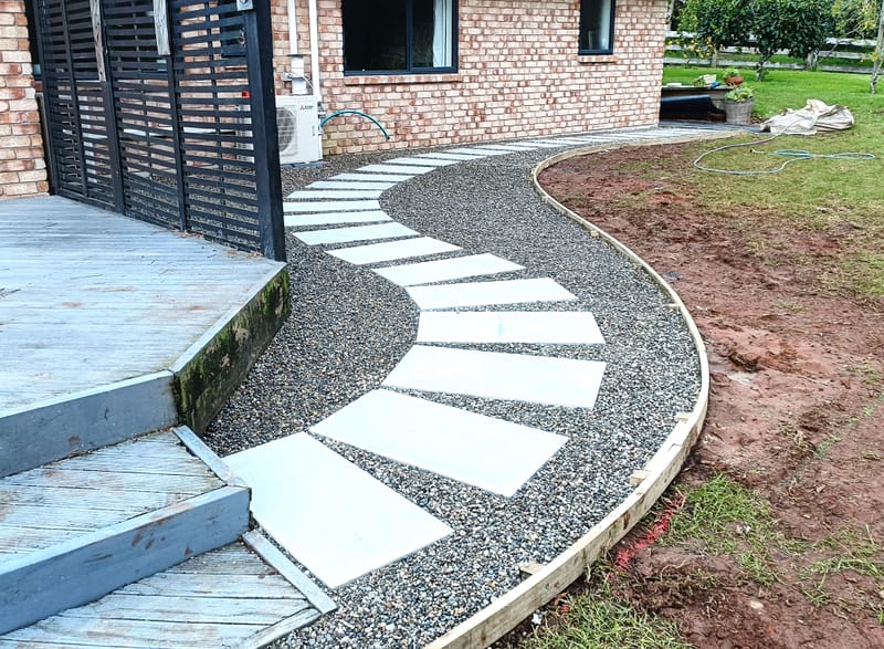 Sweeping Paved Walkway