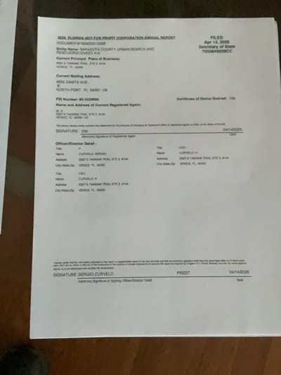 Correction and Clarification Regarding Organizational Filings