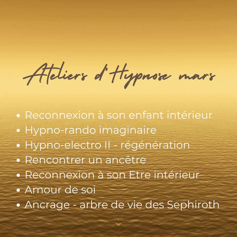 Ateliers d'hypnose mars en mini-groupe