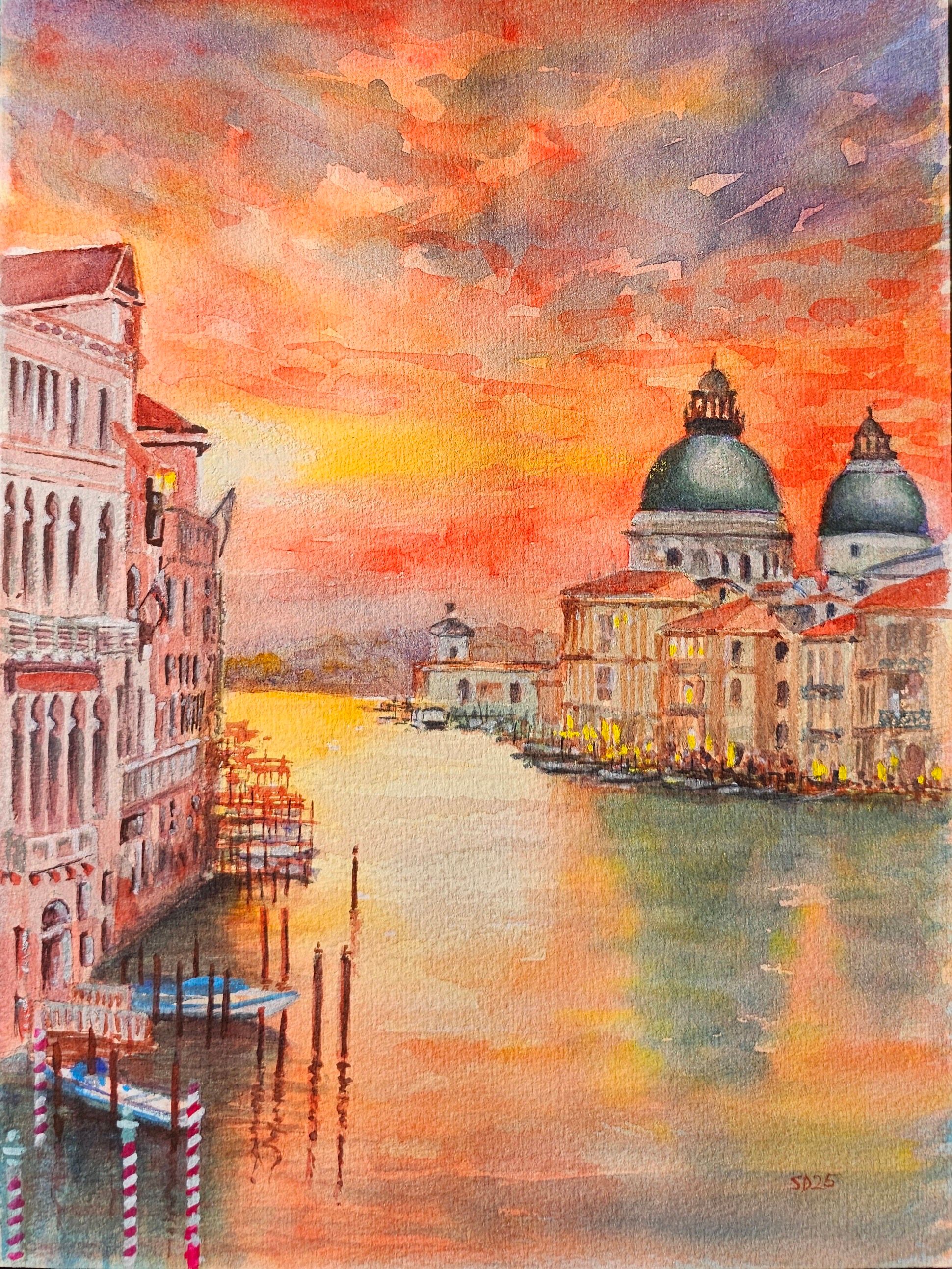 Sunset in Venice from Accademia bridge