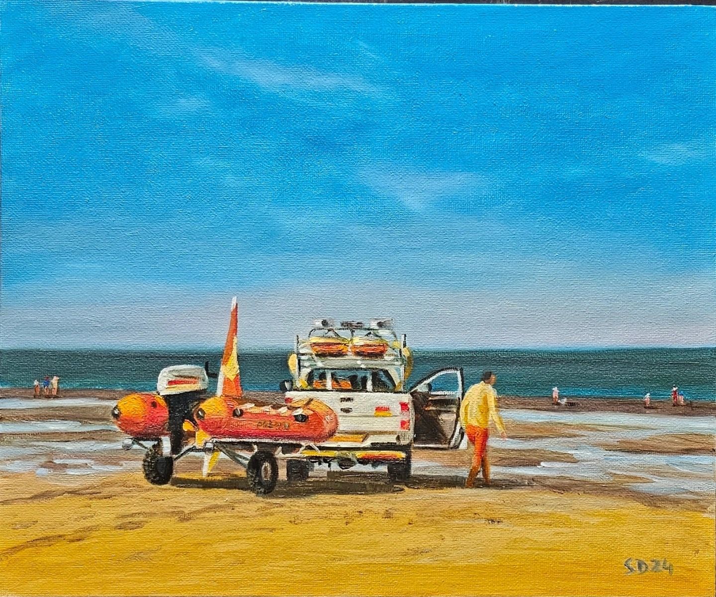 Lifeguards on lunch break, North Norfolk beach