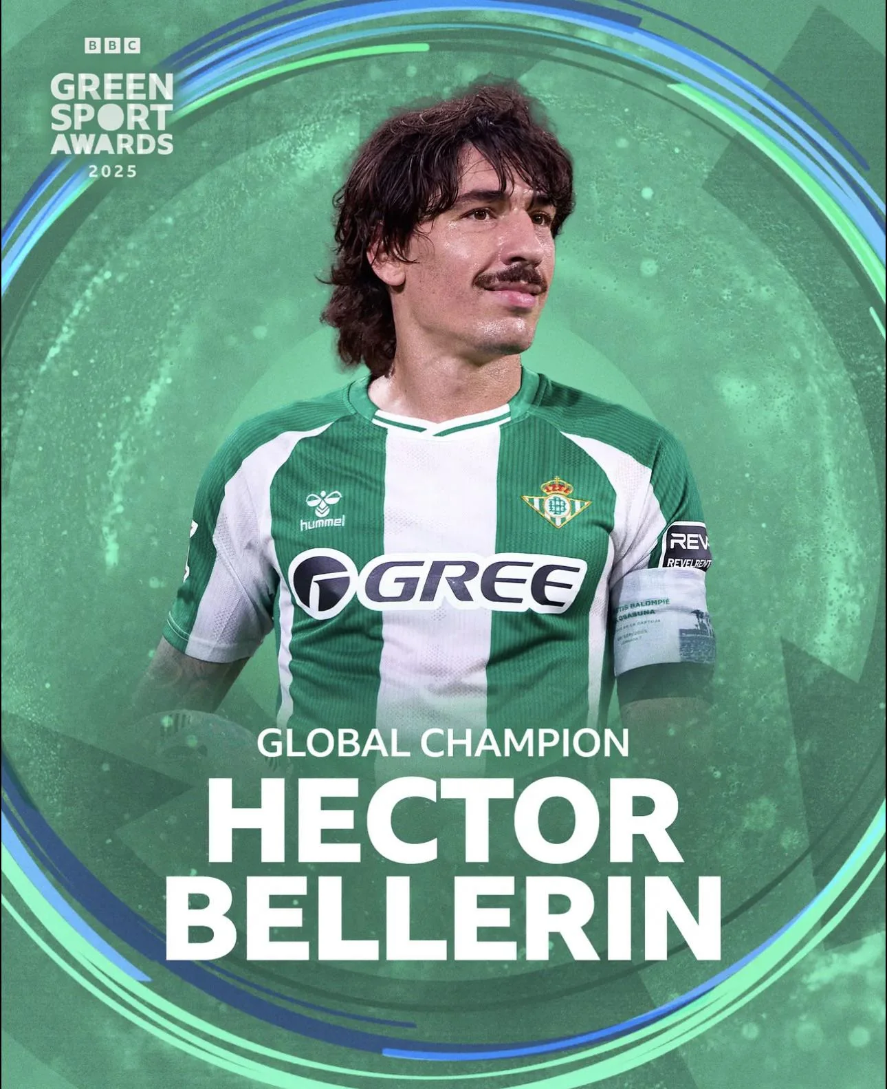 Hector Bellerin of Real Betis Seville named Global Champion at BBC Green Sport Awards