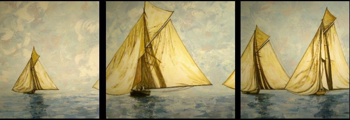 Tryptique Grand calme au petit matin - 120x100 - 120x120 - 120x100 - 2014