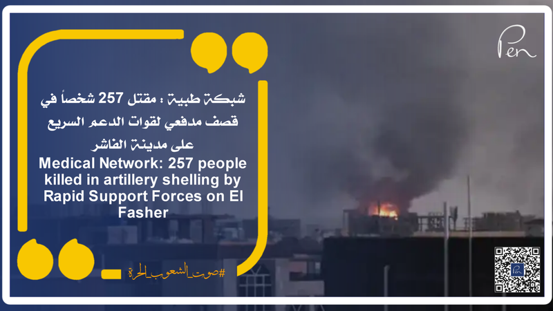 Medical Network: 257 people killed in artillery shelling by Rapid Support Forces on El Fasher