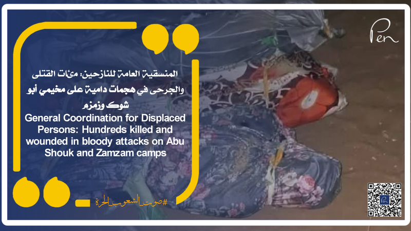 المنسقية العامة للنازحين: مئات القتلى والجرحى في هجمات دامية على مخيمي أبو شوك وزمزم