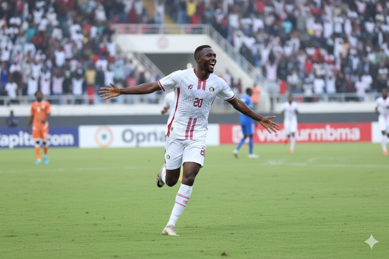 صورة مولدة بالذكاء الاصطناعي تجسّد أحد لاعبي المنتخب السوداني لكرة القدم.