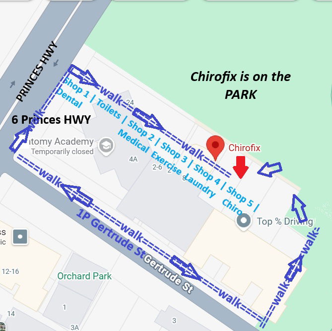 Walking directions from Gertrude st