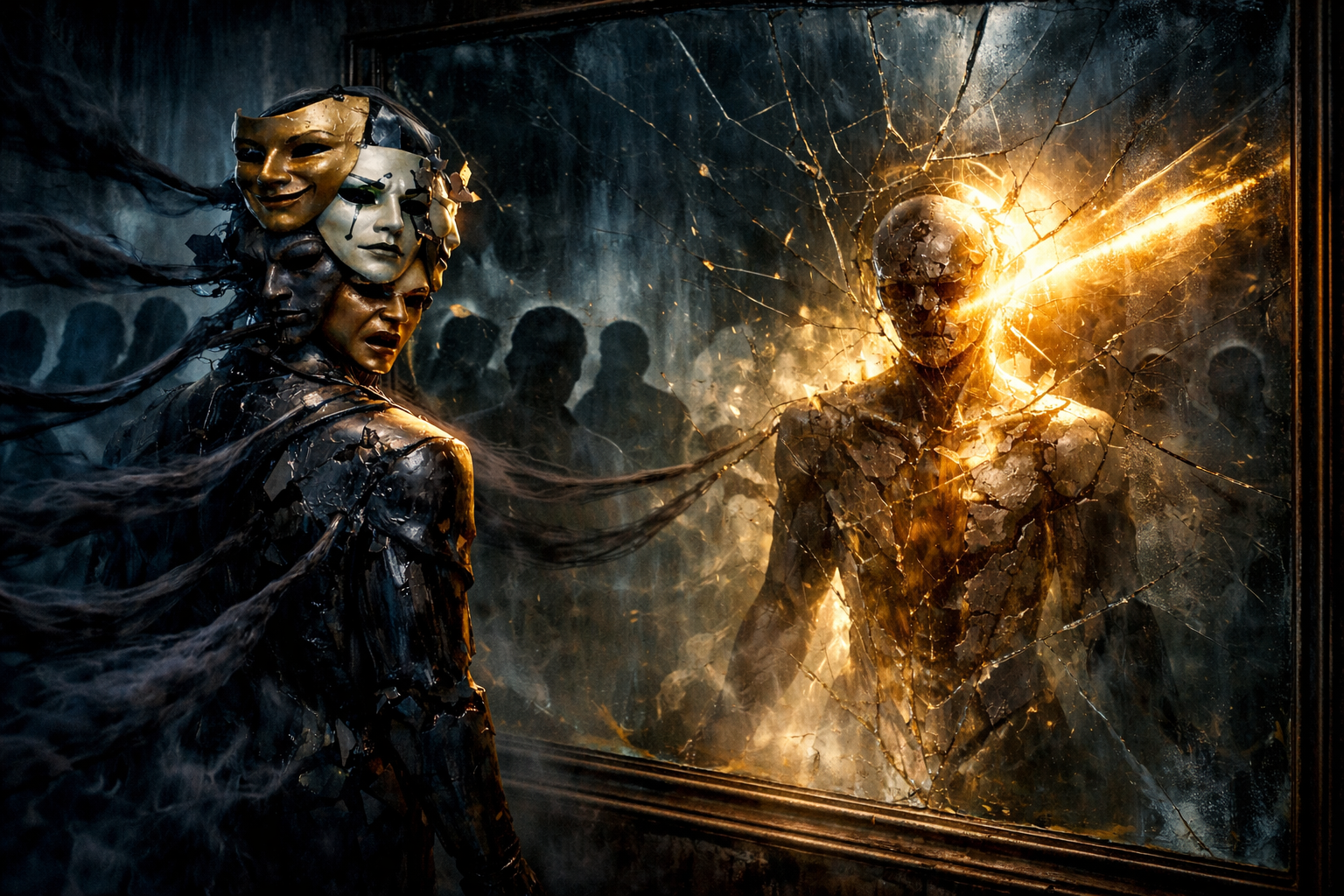 The Carefully Curated Fragmented Falseness Masks Consuming a Hollow Narcissistic Society