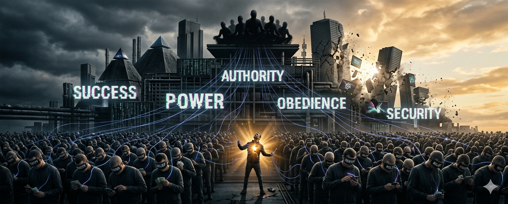 The Engineered Illusion of Power - How Parasitic False Hierarchies Feed on Self-Betrayal and Collective Attention and Consent