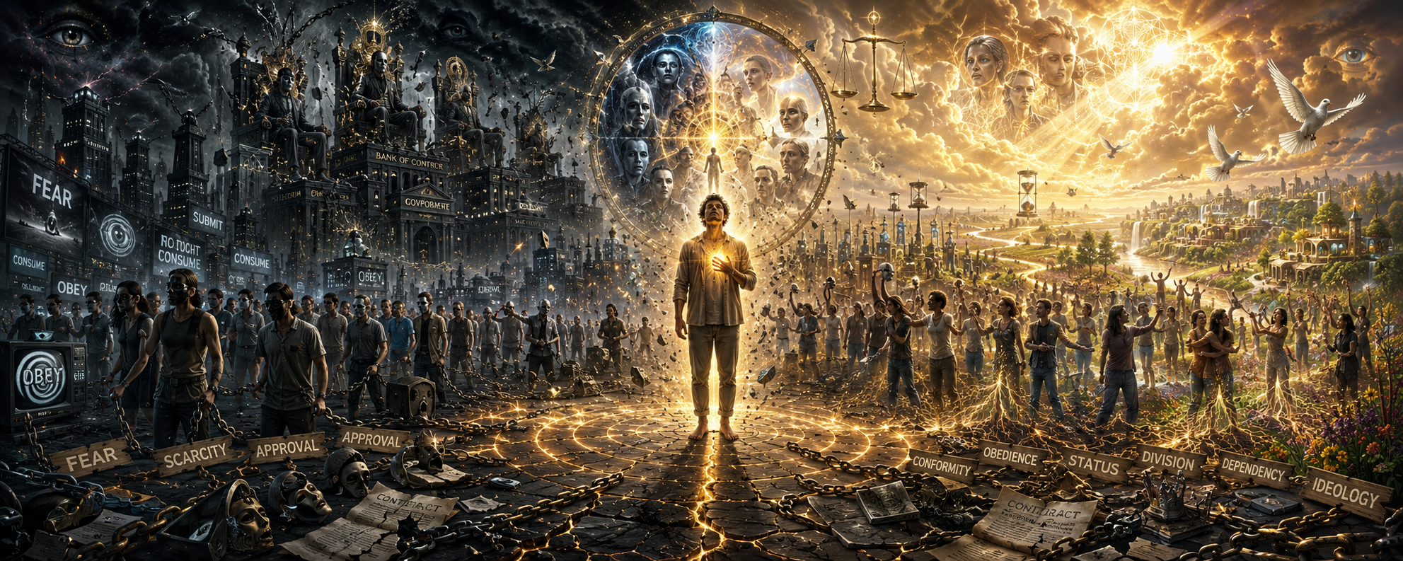The Collapse of Fear-Built Corrupt Parasitic, Exploitative Hollow Empires and the Restoration of Universal Order