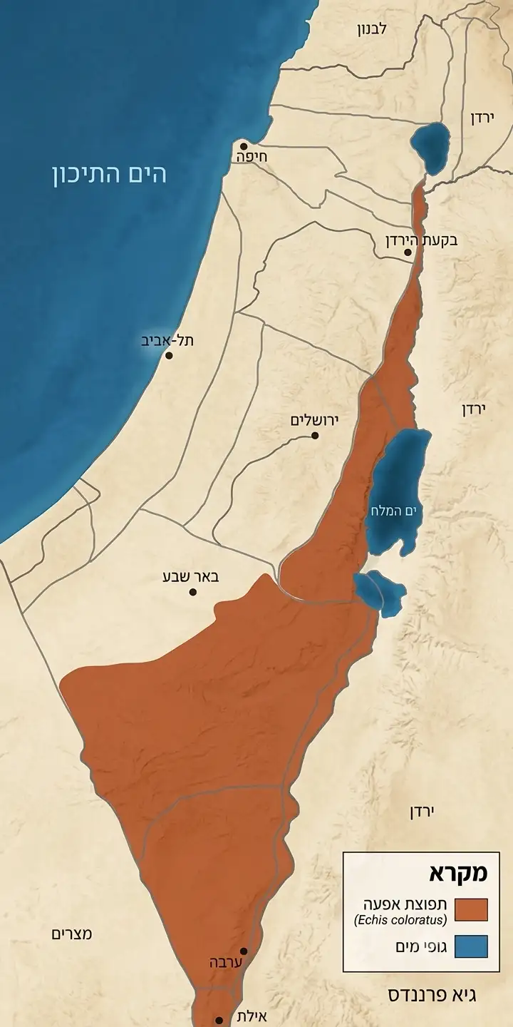 מפת תפוצה של אפעה מגוון בישראל
