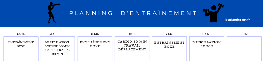 Améliorer sa force de frappe en boxe, planning