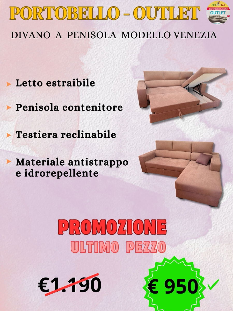 DIVANO A PENISOLA MODELLO VENEZIA