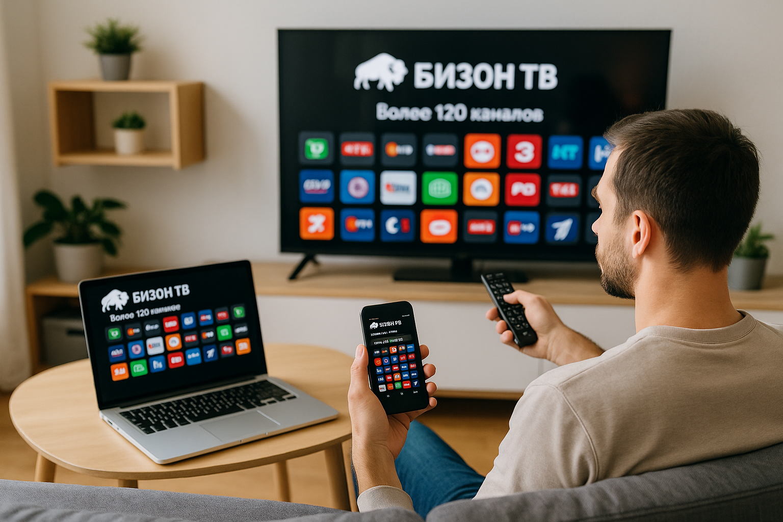 📺 Бизон ТВ — мобильный сервис для просмотра телевидения без границ и лишней возни.