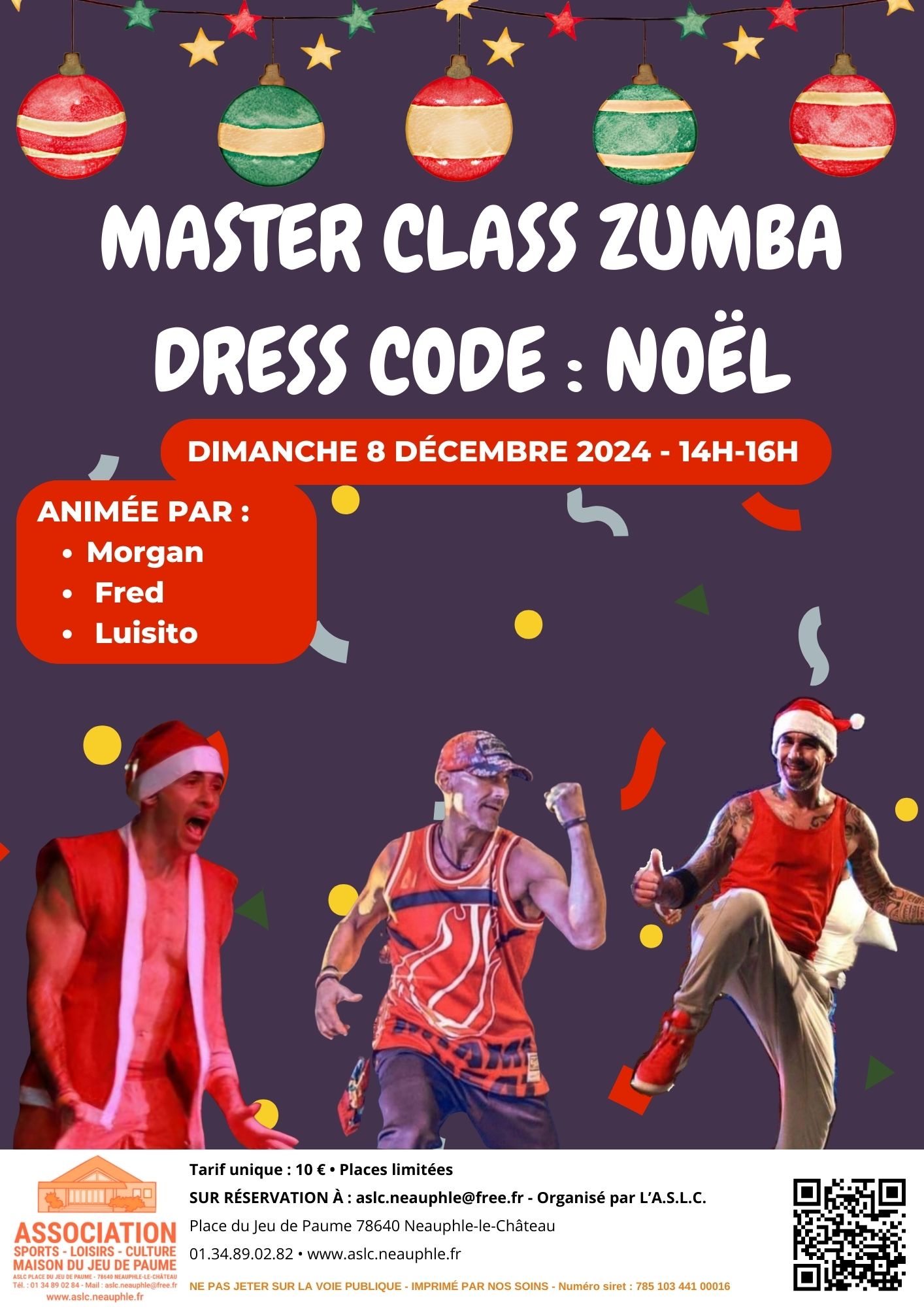 Dimanche 8 décembre 14h-16h Master Class Zumba - dress code Noël