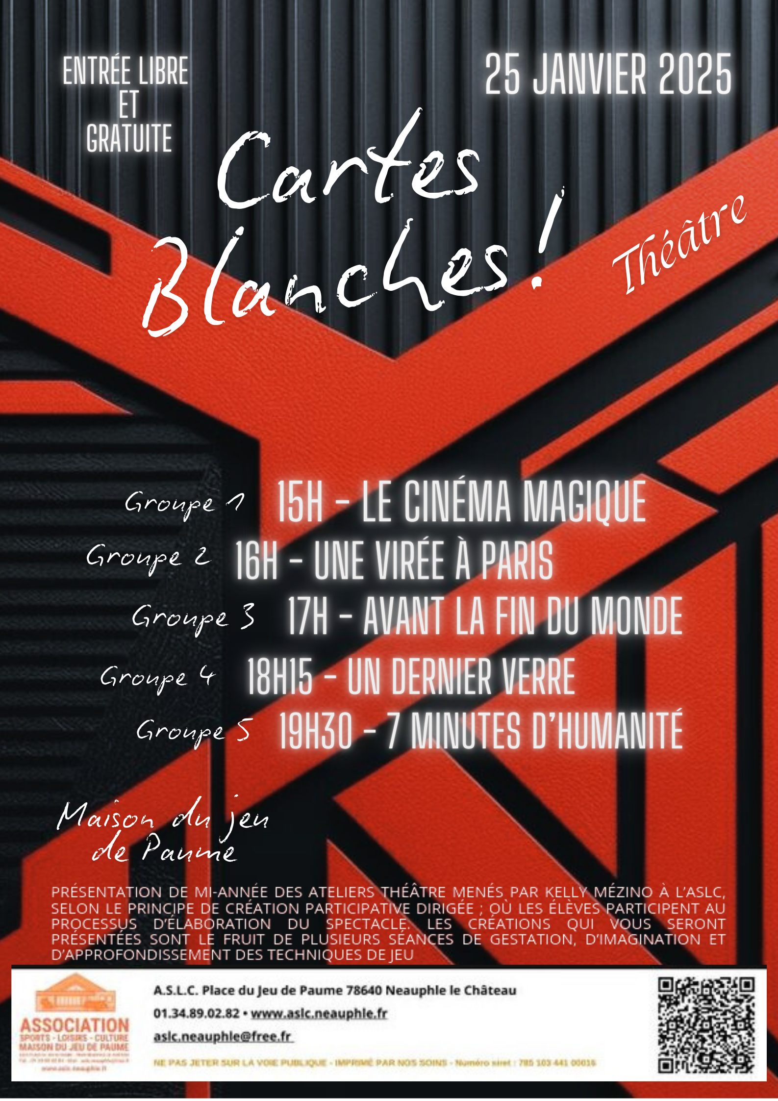Samedi 25 janvier : Cartes blanches du théâtre