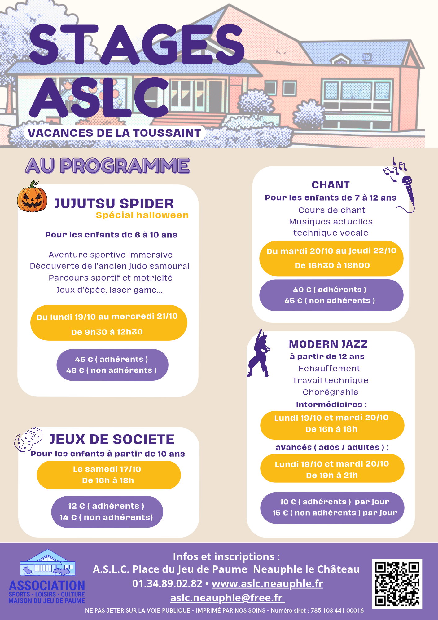 Vacances de la Toussaint : LES STAGES