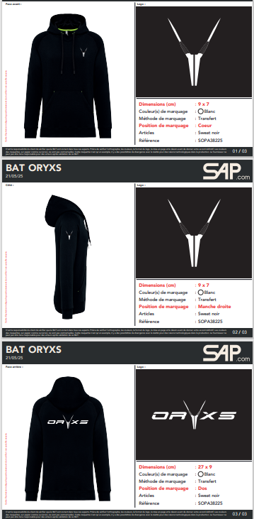 Sweats pour la marque ORYX