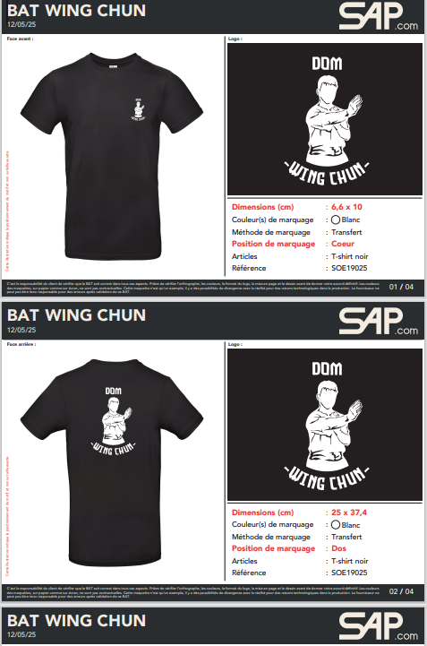 T-shirt pour le club de Wing Chun Ittre