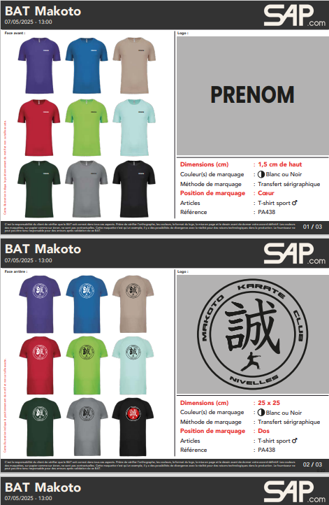 T-shirts Multi-couleurs Karaté Club Makoto