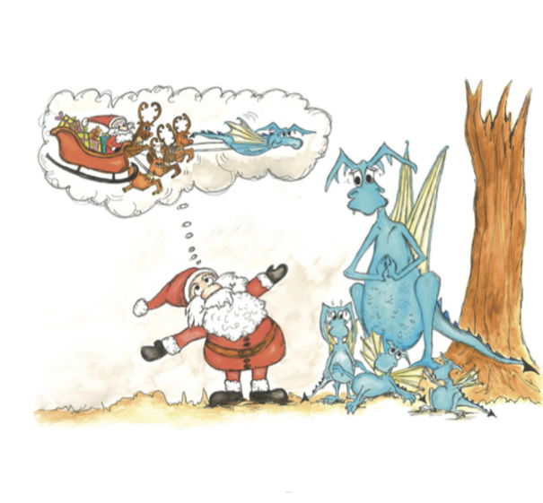 Some of my illustrations from The Dragon of Hebden Bridge helps Father Christmas