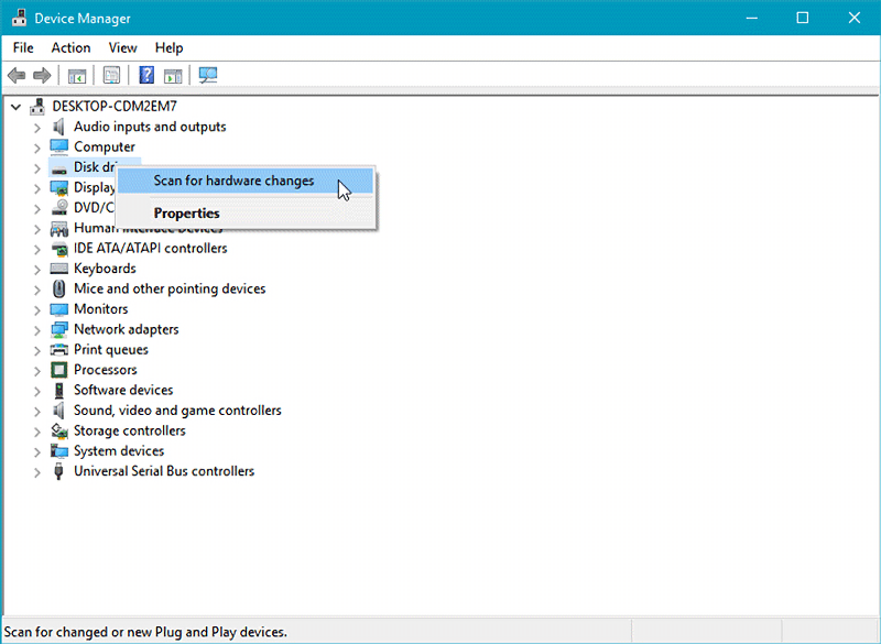 Image result for disk drive scan for hardware changes