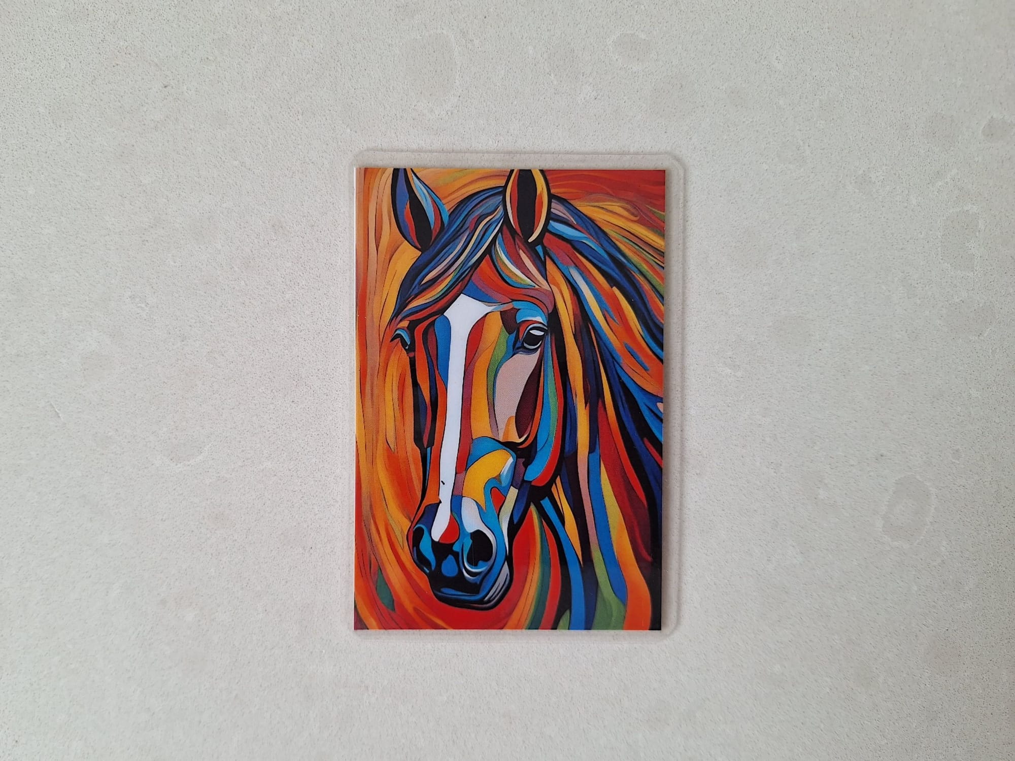 Set of 3 laminated hard magnets horses modern art style