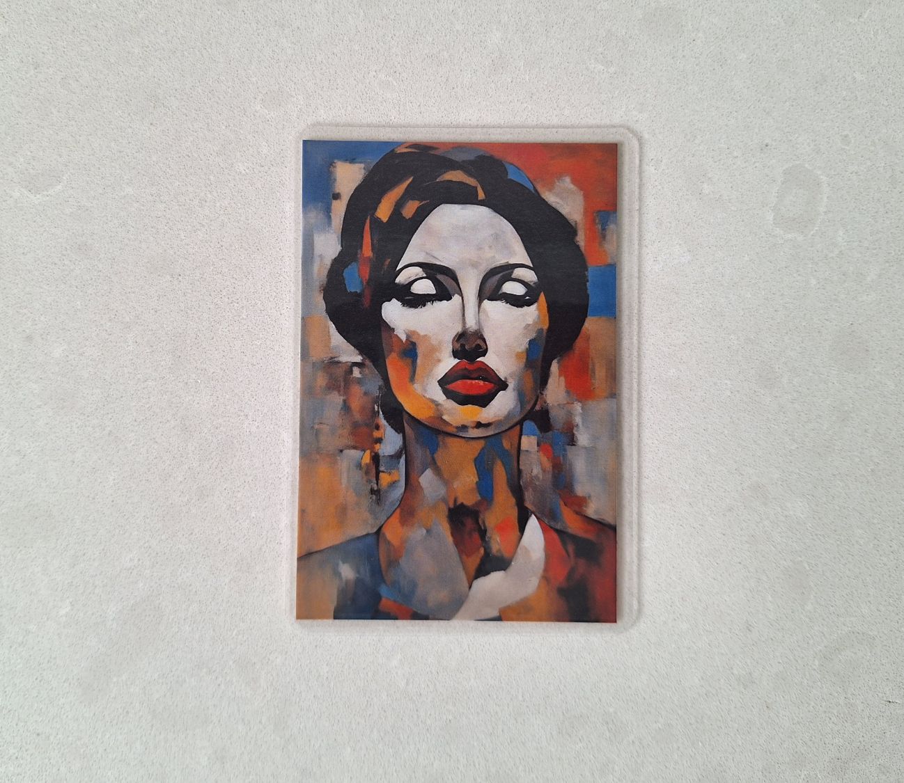 Set of 3 laminated hard magnets, women, modern art style