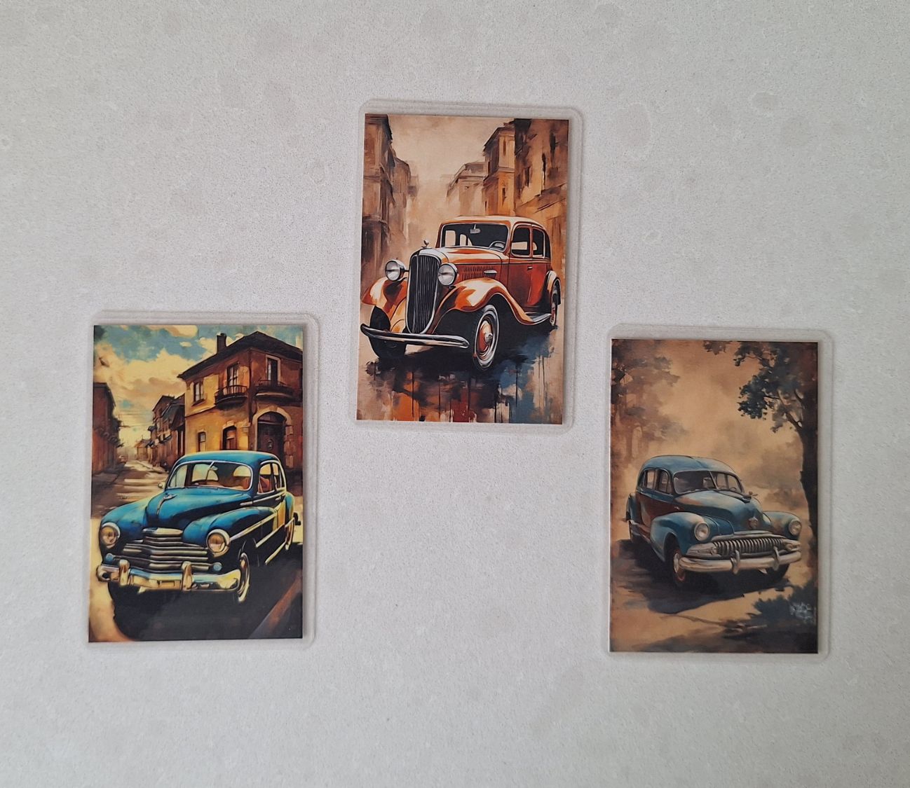 3 מכוניות ישנות מגנטים מקרר