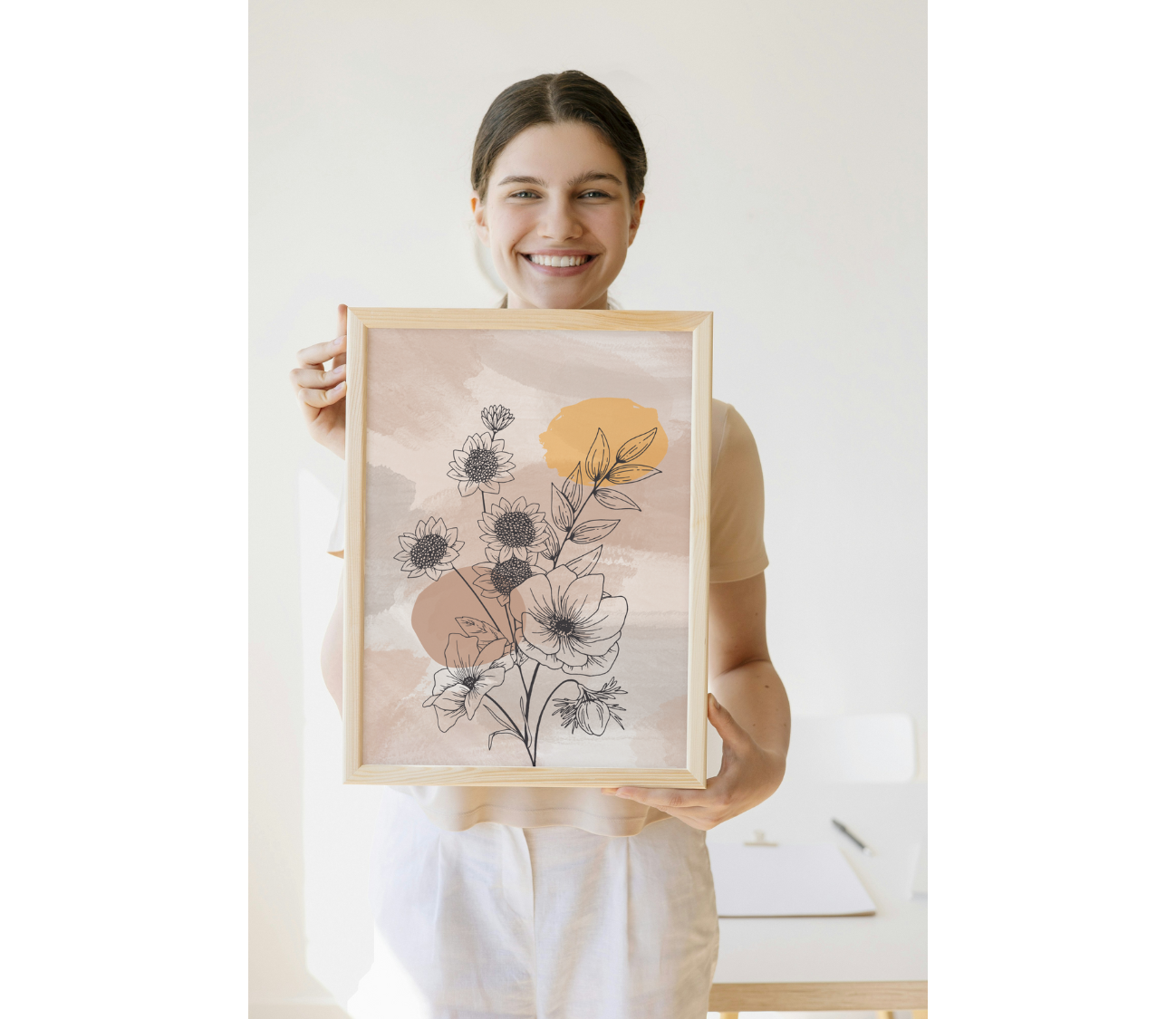 תמונת קיר עיצוב חדר שינה דגם תמונה פרחים סגנון וינטג'