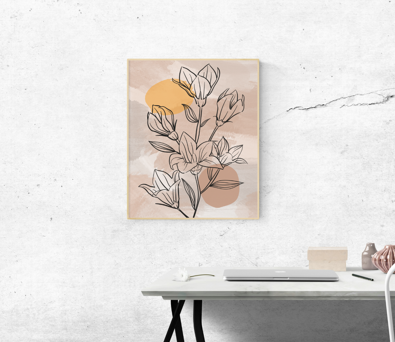 תמונת קיר לחדר עבודה פרחים סגנון וינטג'